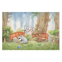 Bilderwelten Tableau déco Wassili aide un cerf - Toile / Épicéa massif - Multicolore - 60 x 40 cm