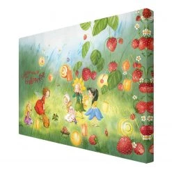 Bilderwelten Tableau déco La fée des fraises III - Toile / Épicéa massif - Multicolore - 60 x 40 cm -Décorations murales enfant Soldes 1000177441 190624 16403300419 GALLERYIMAGES P000000001000177441