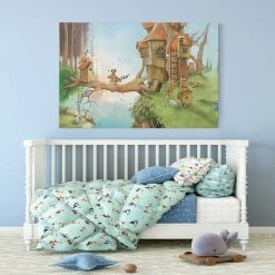 Bilderwelten Tableau déco Wassili & la famille renard - Toile / Épicéa massif - Multicolore - 90 x 60 cm -Décorations murales enfant Soldes 1000177472 190624 16410700603 MOOD GALLERYIMAGES P000000001000177472 mood