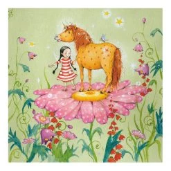 Bilderwelten Tableau déco poney magique - Toile / Épicéa massif - Multicolore - 30 x 30 cm