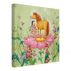 Bilderwelten Tableau déco poney magique - Toile / Épicéa massif - Multicolore - 30 x 30 cm -Décorations murales enfant Soldes 1000177494 190624 16412700736 GALLERYIMAGES P000000001000177494