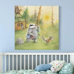 Bilderwelten Tableau déco Wassili et Sibelius I - Toile / Épicéa massif - Multicolore - 30 x 30 cm -Décorations murales enfant Soldes 1000177525 190624 16415200919 MOOD GALLERYIMAGES P000000001000177525 mood