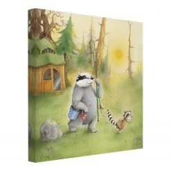 Bilderwelten Tableau déco Wassili et Sibelius I - Toile / Épicéa massif - Multicolore - 30 x 30 cm -Décorations murales enfant Soldes 1000177525 190624 16415200920 GALLERYIMAGES P000000001000177525