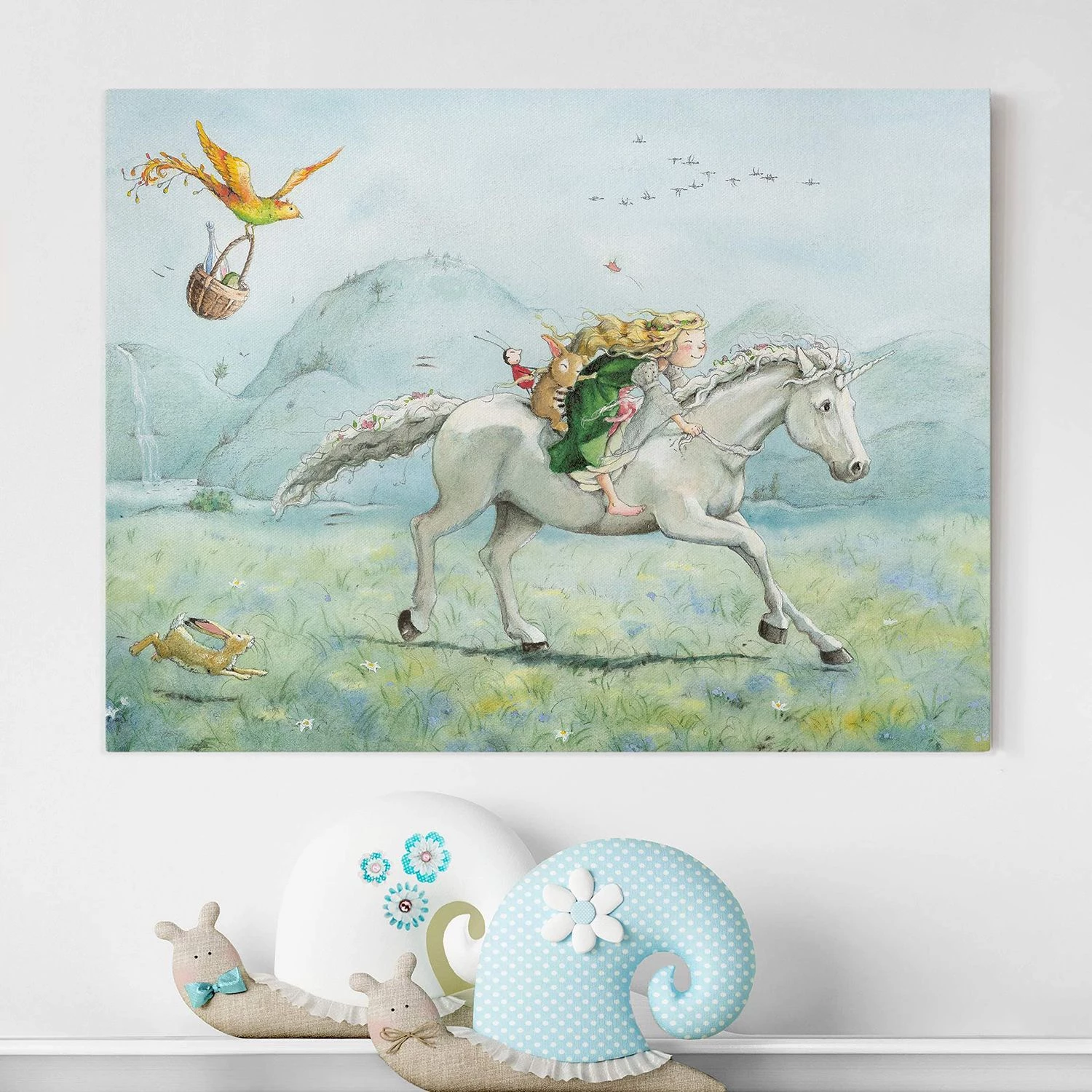 Bilderwelten Tableau déco Lilia sur la licorne - Toile / Épicéa massif - Multicolore - 100 x 75 cm 2 Bilderwelten Tableau déco Lilia sur la licorne - Toile / Épicéa massif - Multicolore - 100 x 75 cm – Image 2