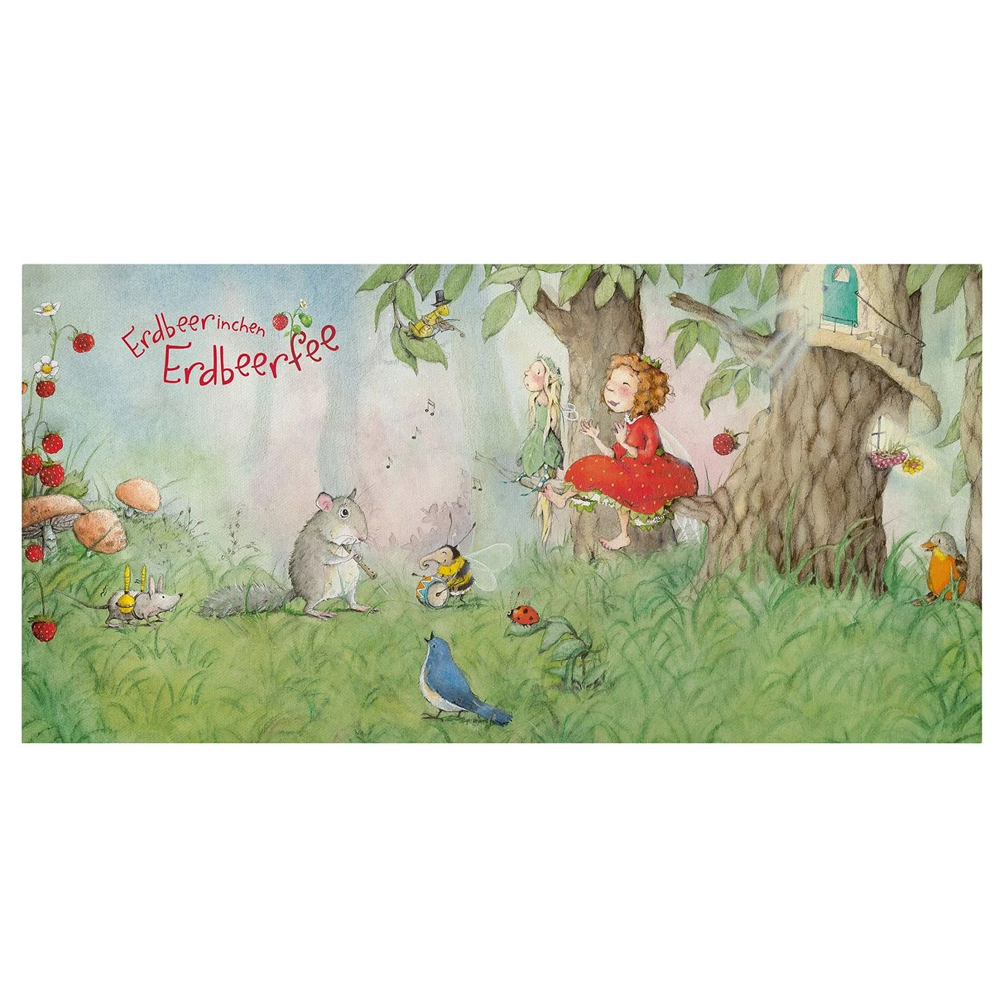 Bilderwelten Tableau déco La fée des fraises V - Toile / Épicéa massif - Multicolore - 100 x 50 cm 1 Bilderwelten Tableau déco La fée des fraises V - Toile / Épicéa massif - Multicolore - 100 x 50 cm