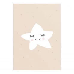 Reinders Tableau déco Étoile endormie - Matériau dérivé du bois - Beige / Blanc