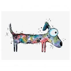 A.S. Création Impression sur toile Happy Dog - Polyester PVC / Épicéa - Bleu / Beige