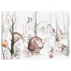 A.S. Création Impression sur toile Forest Friends - Polyester PVC / Épicéa - Marron / Beige
