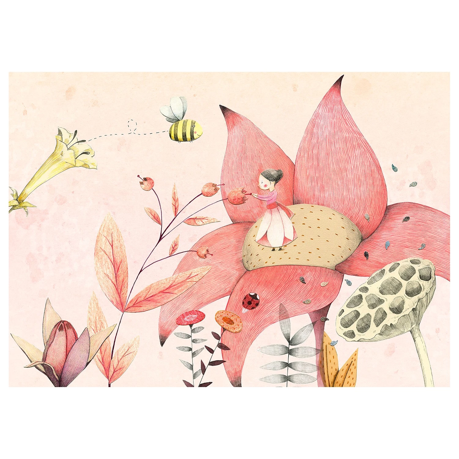 A.S. Création Impression sur toile Thumbelina - Polyester PVC / Épicéa - Beige / Rose 1 A.S. Création Impression sur toile Thumbelina - Polyester PVC / Épicéa - Beige / Rose