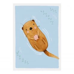 A.S. Création Impression sur toile Loutre - Polyester PVC / Épicéa - Marron / Bleu