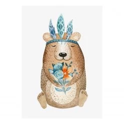 A.S. Création Impression sur toile Hippy Bear - Polyester PVC / Épicéa - Marron / Blanc
