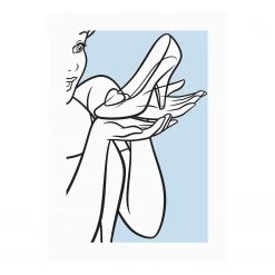 Komar Tableau déco Cinderella Glass Shoe - Bleu / Blanc - Papier - 50 x 70 cm